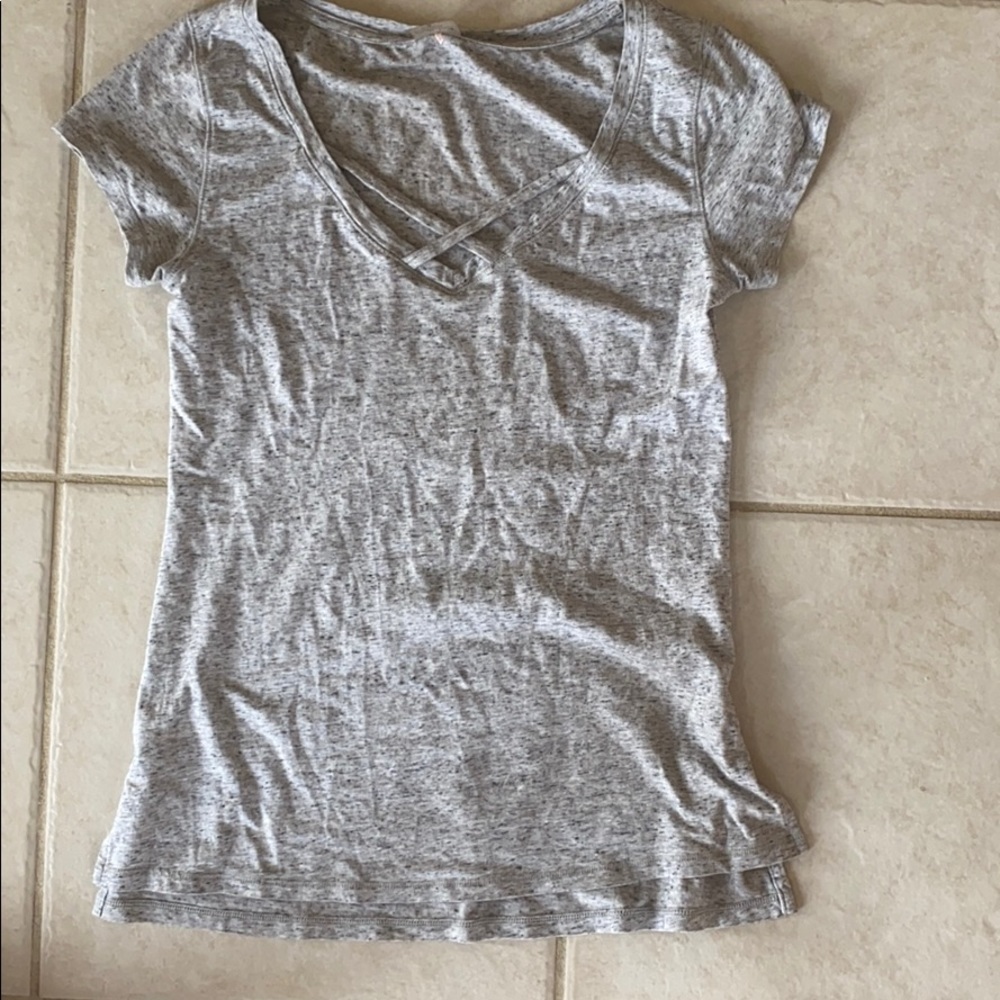 Grey shirt with criss-cross